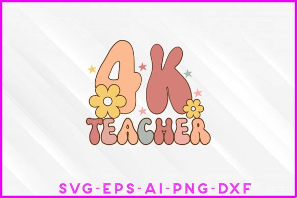 4K Teacher Groovy T-Shirt Design