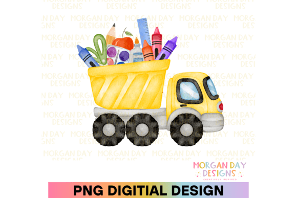 Dump Truck with School Supplies PNG: A Playful Addition to Creative Projects