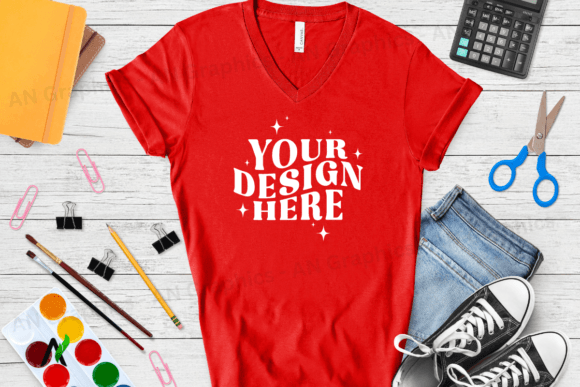 Enhancing Design Presentations with Bella Canvas 3005 V-Neck Mockup - 031