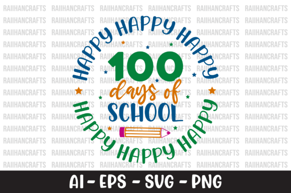 Happy 100 Days of School SVG Design
