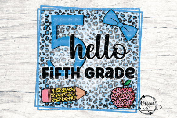 Hello Fifth Grade Blue Leopard PNG: A Versatile Design for Creative and Educational Use